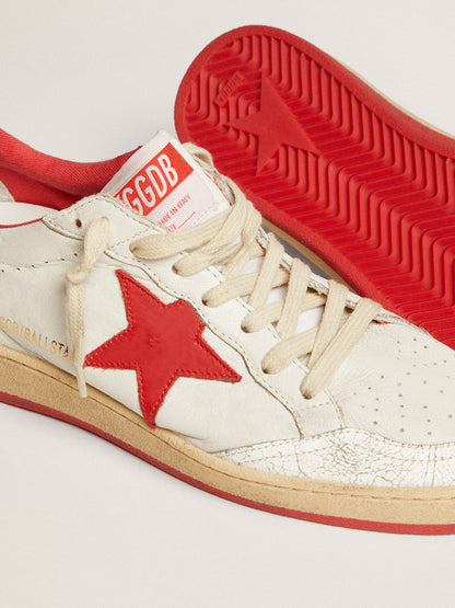 White leather with star and heel in red