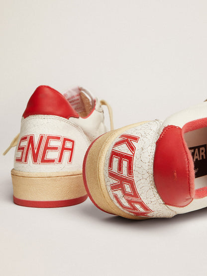 White leather with star and heel in red