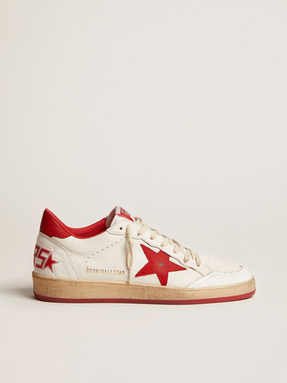 White leather with star and heel in red