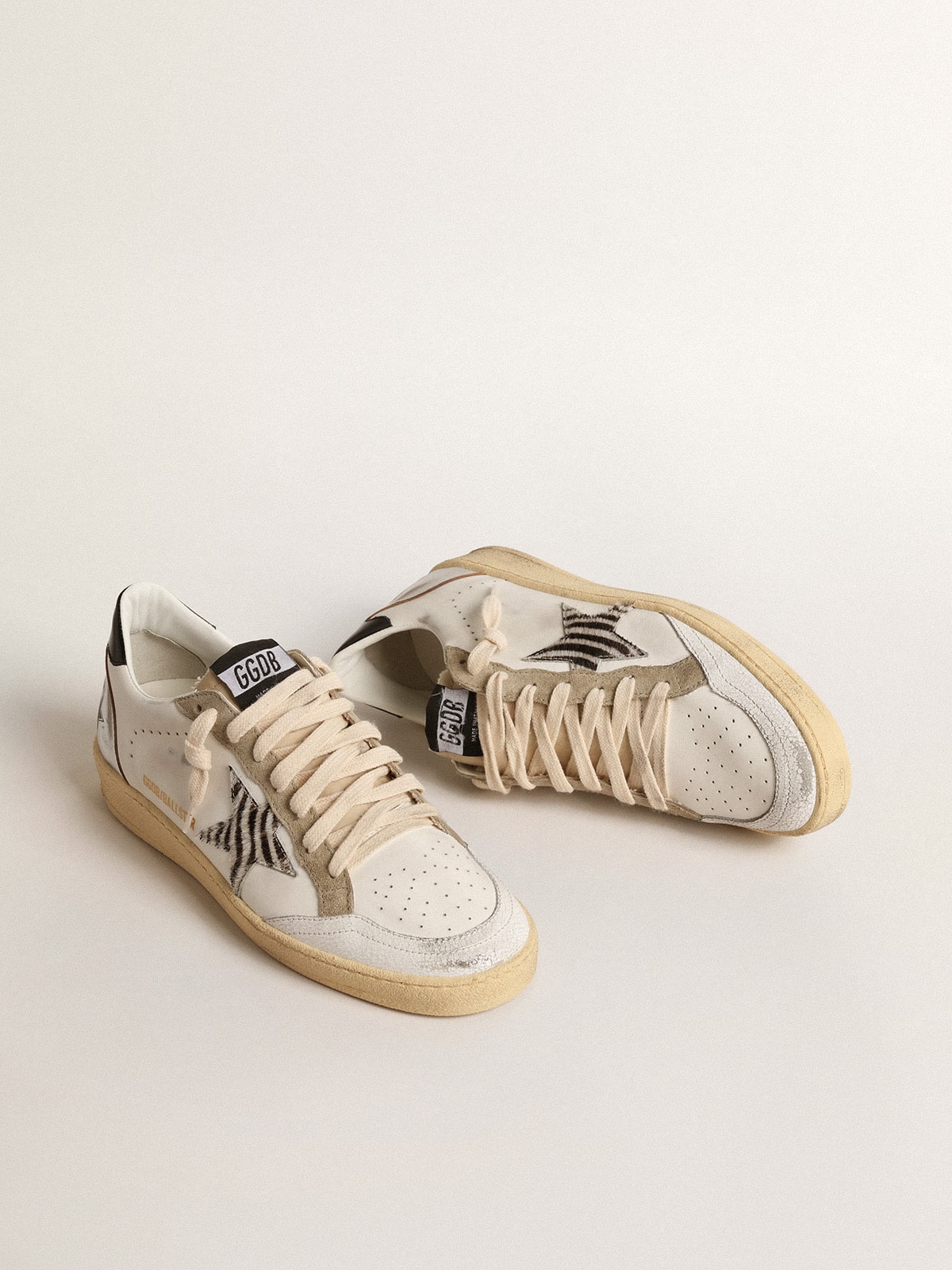Zebra star and metallic leather insert