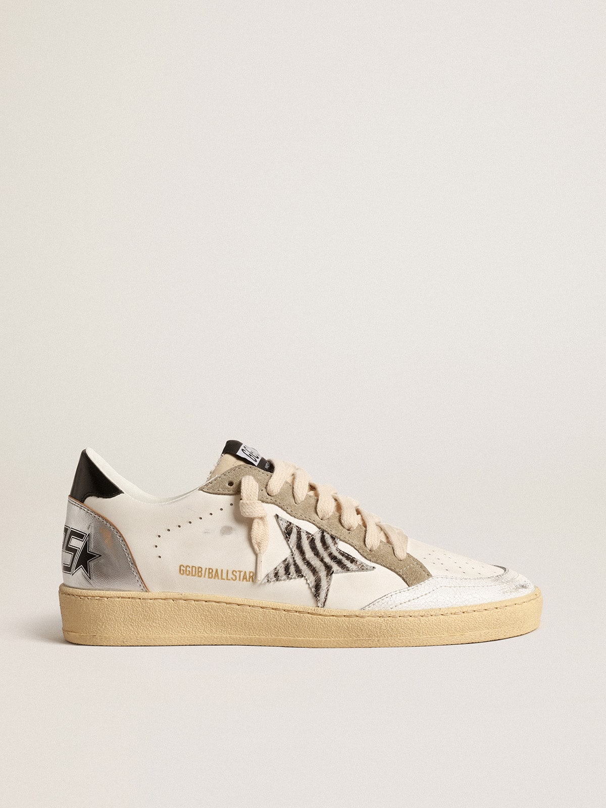 Zebra star and metallic leather insert