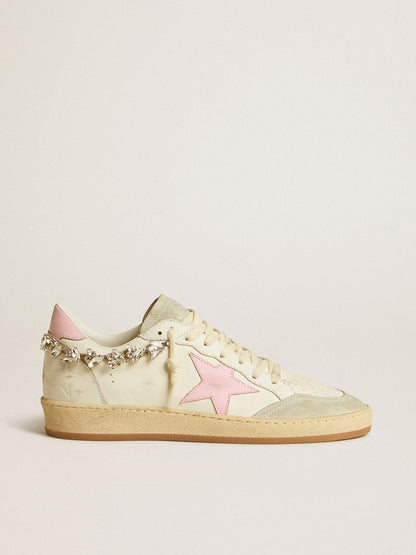Pink leather star and crystal appliqué
