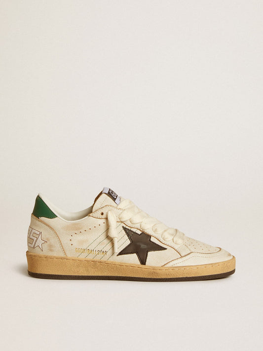 Black leather star and green leather on the heel