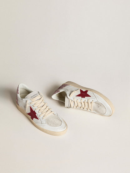 Red leather star and pink glitter on the heel