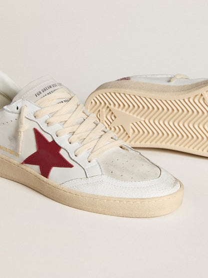 Red leather star and pink glitter on the heel