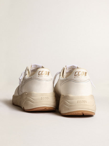 Running sole made of mesh and white nappa leather