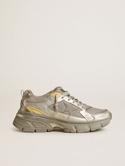 Silver-colored Lightstar made of metallic leather and mesh with a gray star