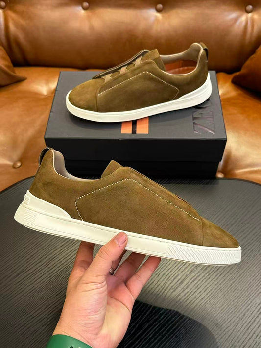Olive-Khaki Triple Stitch SECONDSKIN Sneakers