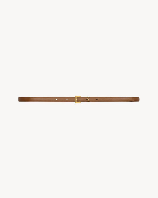 Very narrow Cassandre belt made of smooth leather in brown