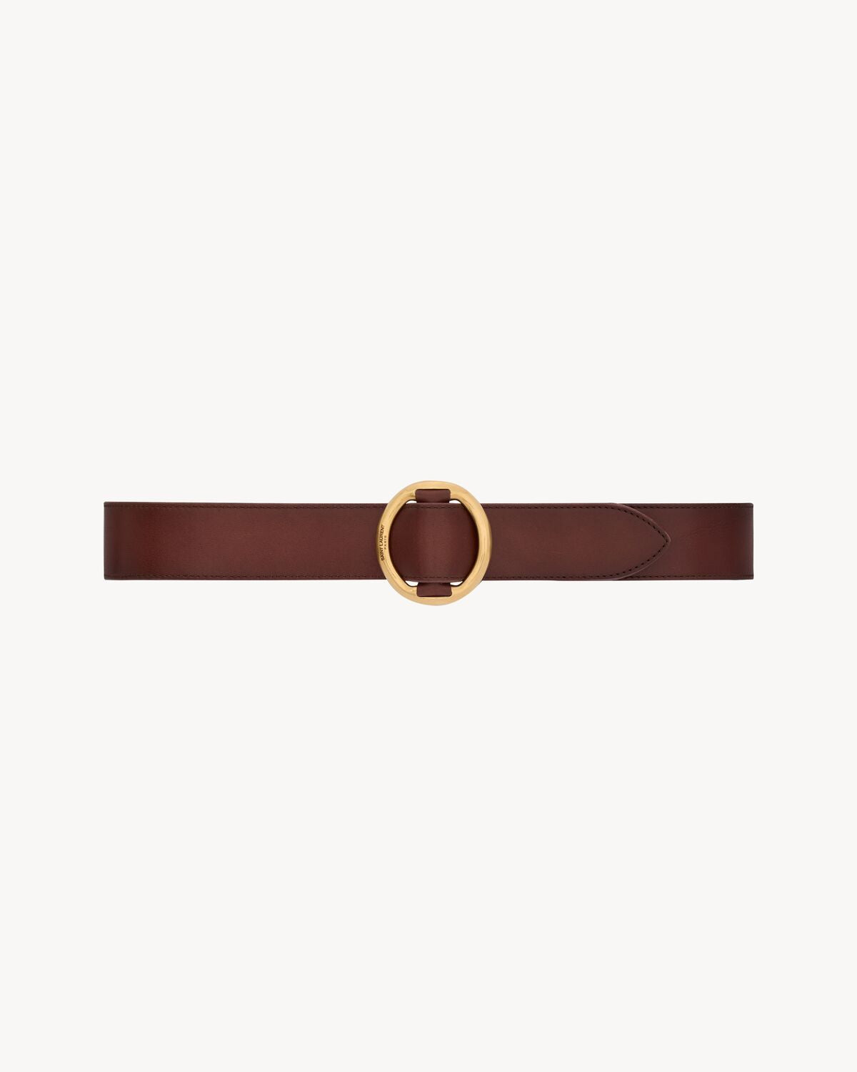 Belt with oval leather buckle