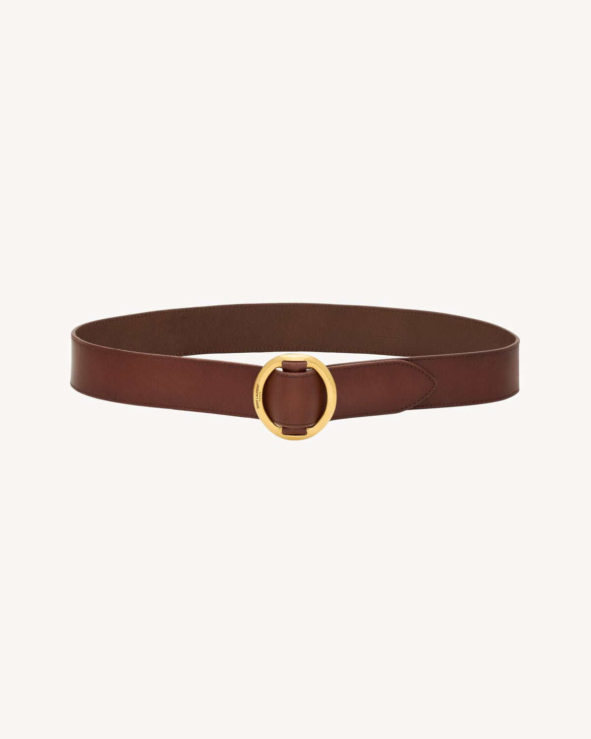 Belt with oval leather buckle
