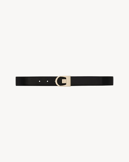 Reversible belt made of smooth leather in black/wine red