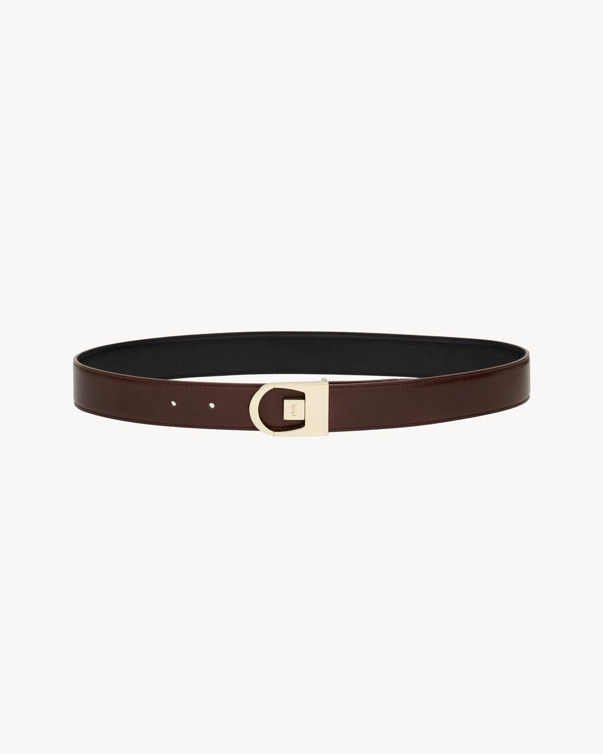 Reversible belt made of smooth leather in black/wine red