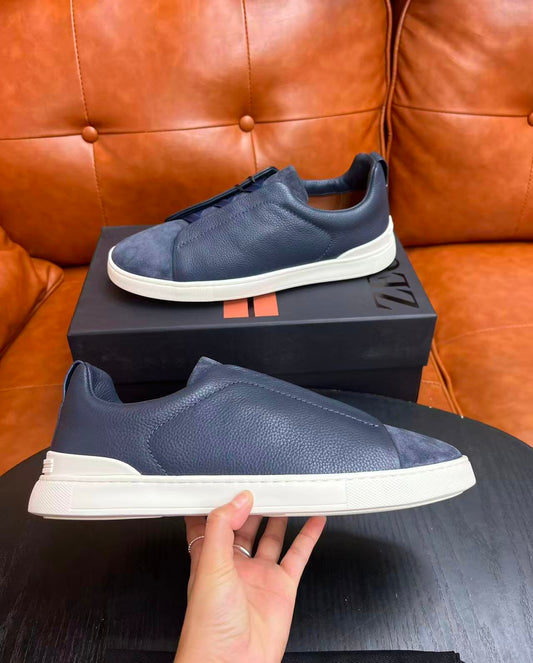 Navy Blue Suede Triple Stitch SECONDSKIN Sneakers
