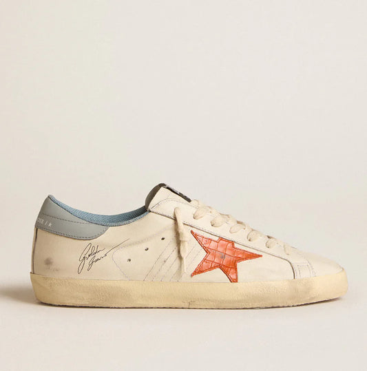 Super-Star with crocodile print on the star and heel detail in silver-azure
