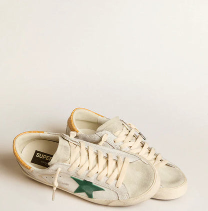 Super-Star with green suede star and yellow heel in crocodile look