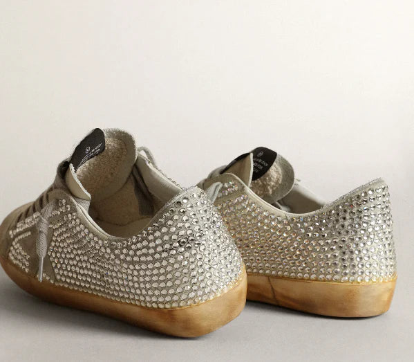 Super-Star made of nubuck in lived-in-white with Swarovski crystals