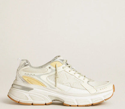 Lightstar donna in pelle e mesh con stella in bianco vissuto