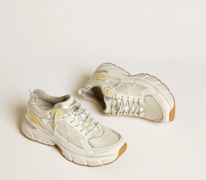 Lightstar donna in pelle e mesh con stella in bianco vissuto