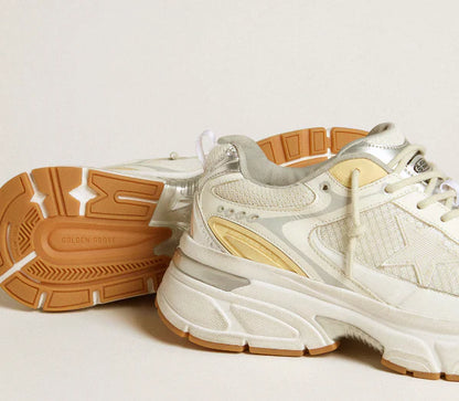 Lightstar donna in pelle e mesh con stella in bianco vissuto