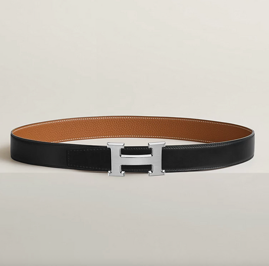 Gürtelschließe H & Wendbarer Gürtelriemen 32 mm Schwarz/Gold Herren