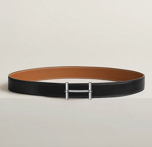 Gürtelschließe H d'Ancre & Wendbarer Gürtelriemen 32 mm Schwarz/Braun Herren
