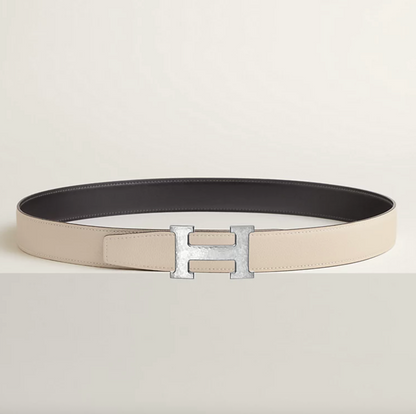 Gürtelschließe H Martelée & Wendbarer Gürtelriemen 32 mm Graphit/Kreide Herren