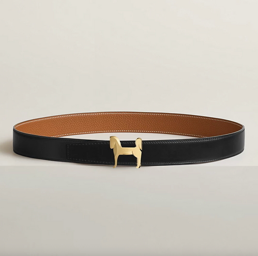 Gürtelschließe Panache & Wendbarer Gürtelriemen 32 mm Schwarz/Gold Herren