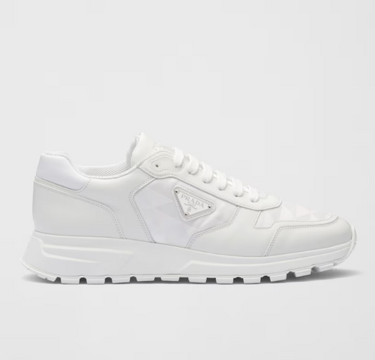 Leather and Re-Nylon sneakers – White