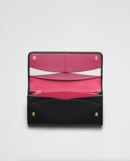 Large Saffiano wallet in black