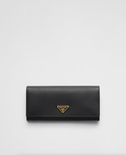 Large black Saffiano wallet with triangle logo