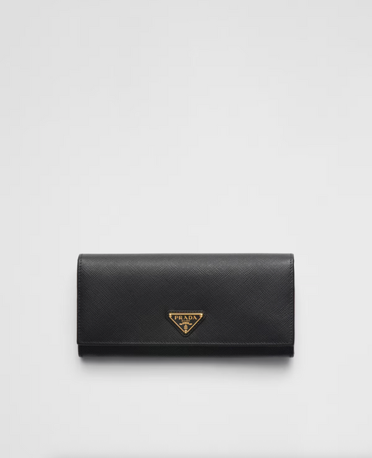 Large black Saffiano wallet with triangle logo