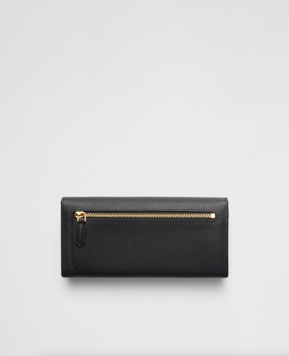Large black Saffiano wallet with triangle logo