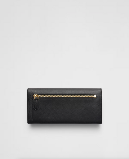 Large black Saffiano wallet with triangle logo