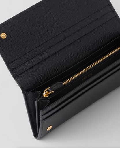 Large black Saffiano wallet with triangle logo
