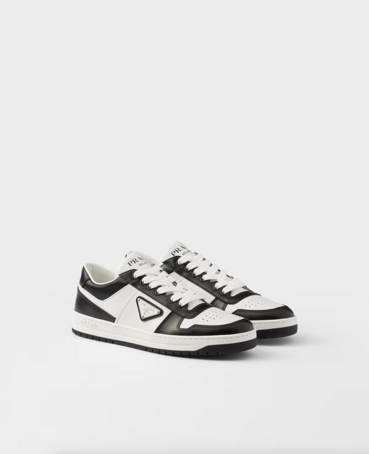 Downtown perforated leather sneaker in white/black