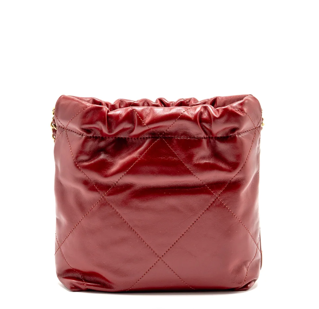 Mini 22 Tasche aus glänzendem rotem Kalbsleder