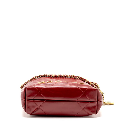 Mini 22 Tasche aus glänzendem rotem Kalbsleder