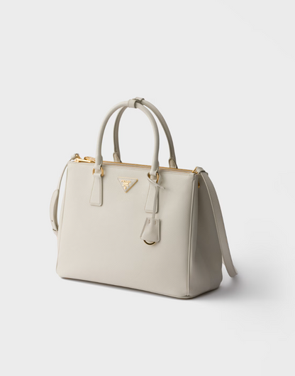 Large Galleria Bag in White Saffiano Leather