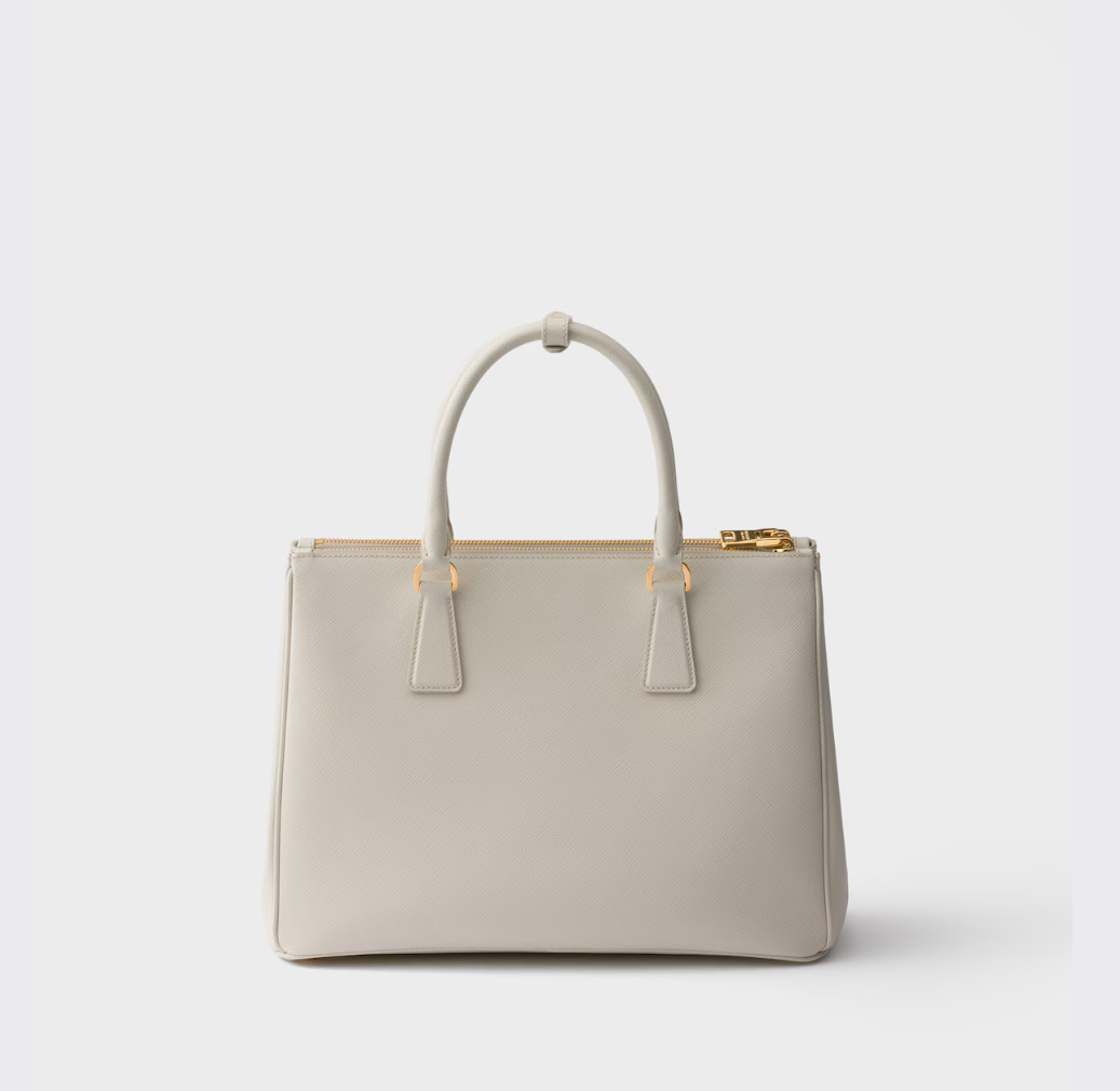 Large Galleria Bag in White Saffiano Leather