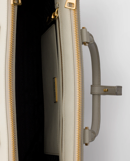Large Galleria Bag in White Saffiano Leather