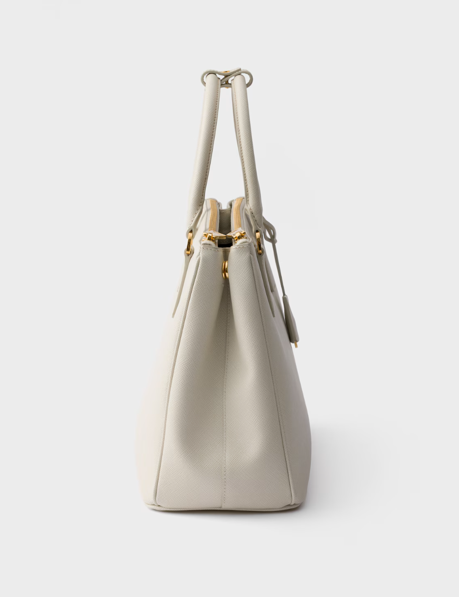 Large Galleria Bag in White Saffiano Leather