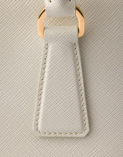 Large Galleria Bag in White Saffiano Leather