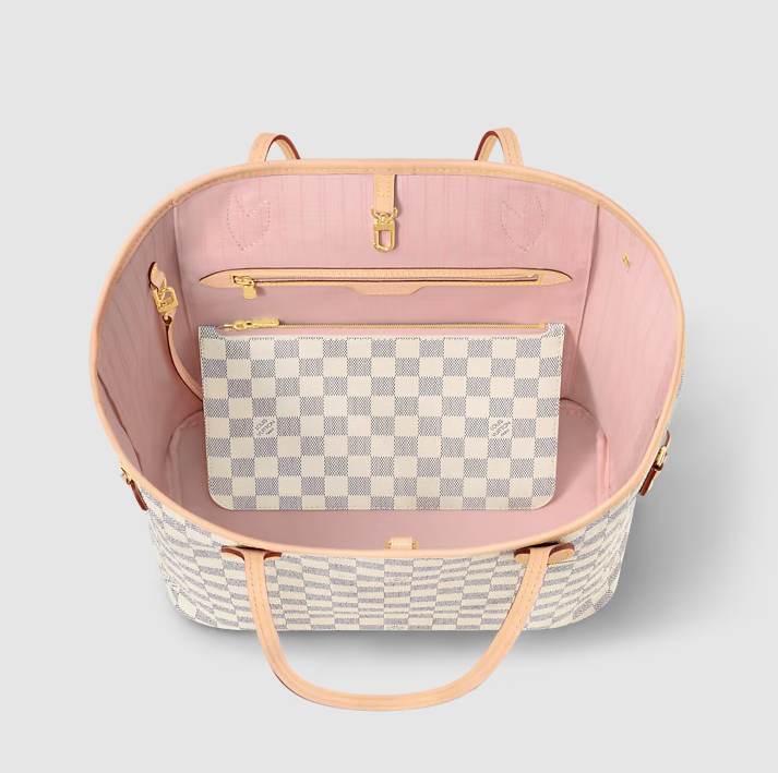 Neverfull MM Damier Azur Canvas Rose Ballerine