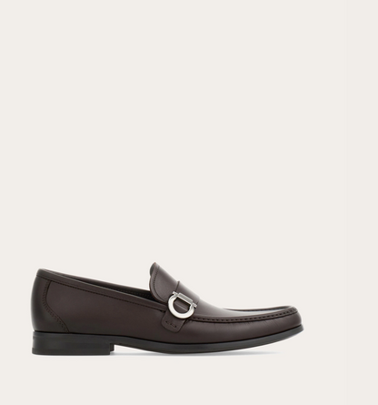 Calfskin Loafers with Gancini Detail Espresso