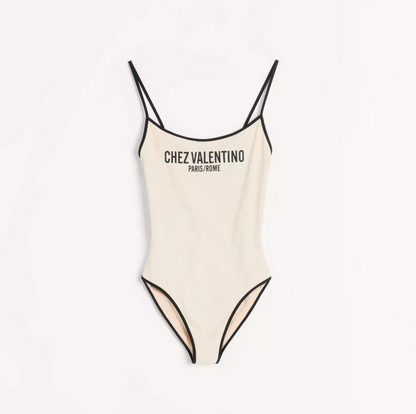 Chez VLTN Badeanzug aus Piqué-Lycra Elfenbein