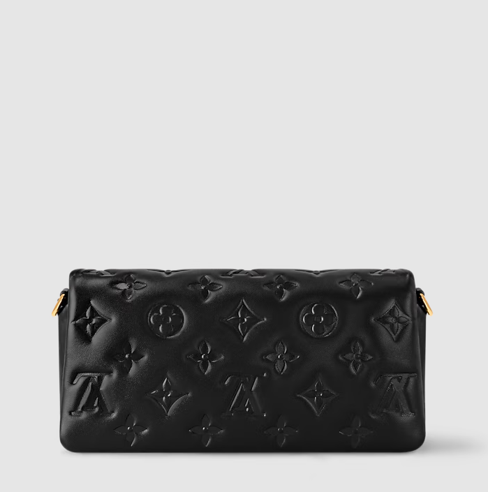 Coussin Pochette aus Lammleder mit Monogram-Muster Schwarz