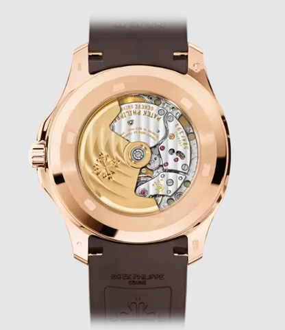 Aquanaut Date mit braunem Armband und roségoldenen Akzenten