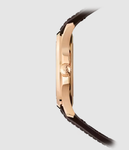 Aquanaut Date mit braunem Armband und roségoldenen Akzenten