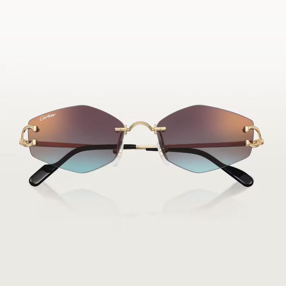 Mandelförmige Décor C Classique Sonnenbrille mit bordeaux- und blau verlaufenden Gläsern